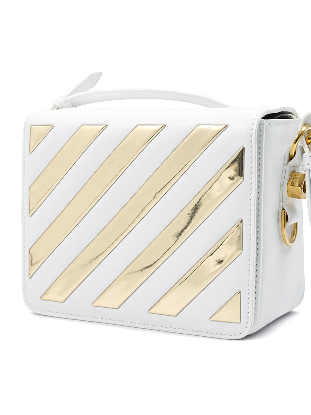 White/Gold  Metallic Stripe Crossbody Bag