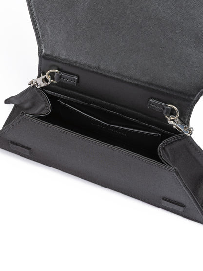 Mini Black Satin And Green Crystals Shoulder Bag