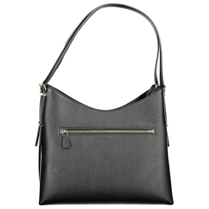 Black Polyurethane Women Handbag