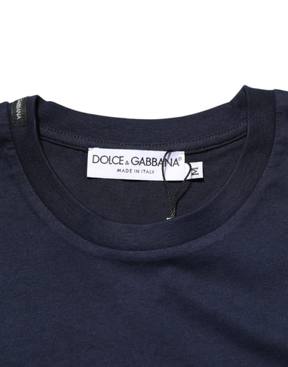 Dark Blue Cotton DG Logo Print Men’s Top T-shirt
