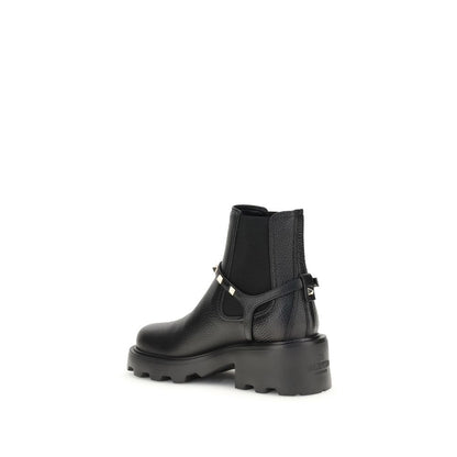 Black Calf Leather Bos Taurus Ankle Boots