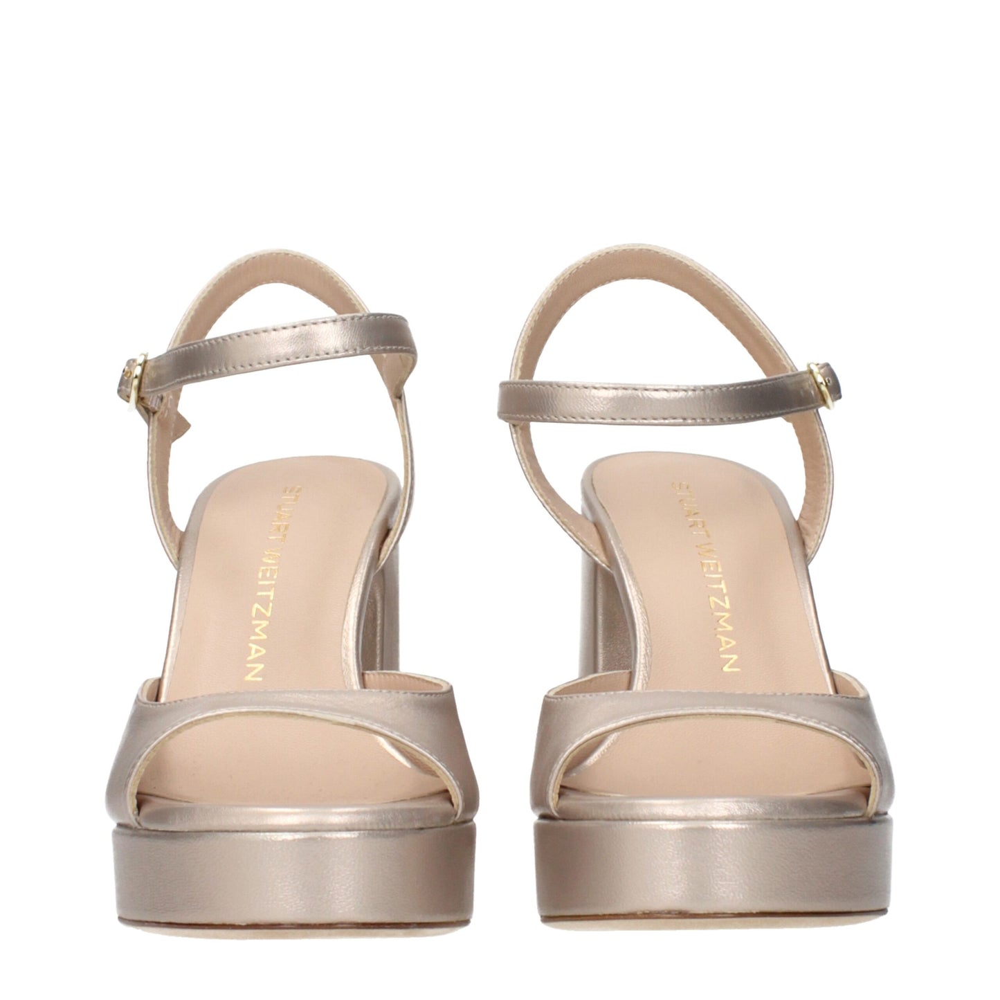 Beige Leather Platform Sandals