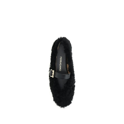 Black Fur Ballet Flats