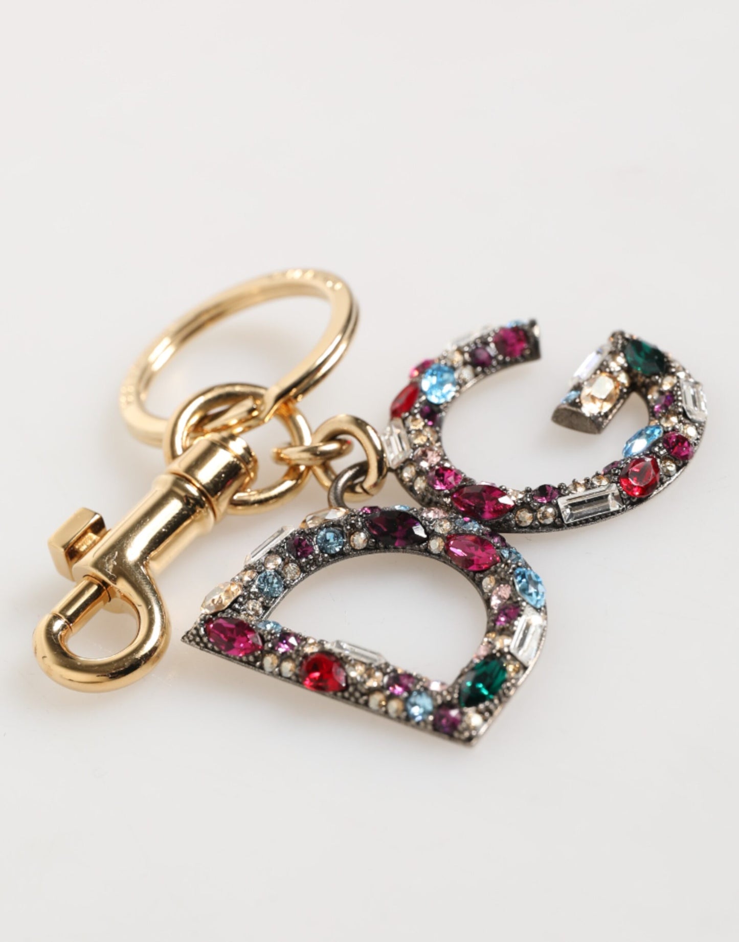 Multicolor Crystal DG Logo Gold Keychain Charm Keyring