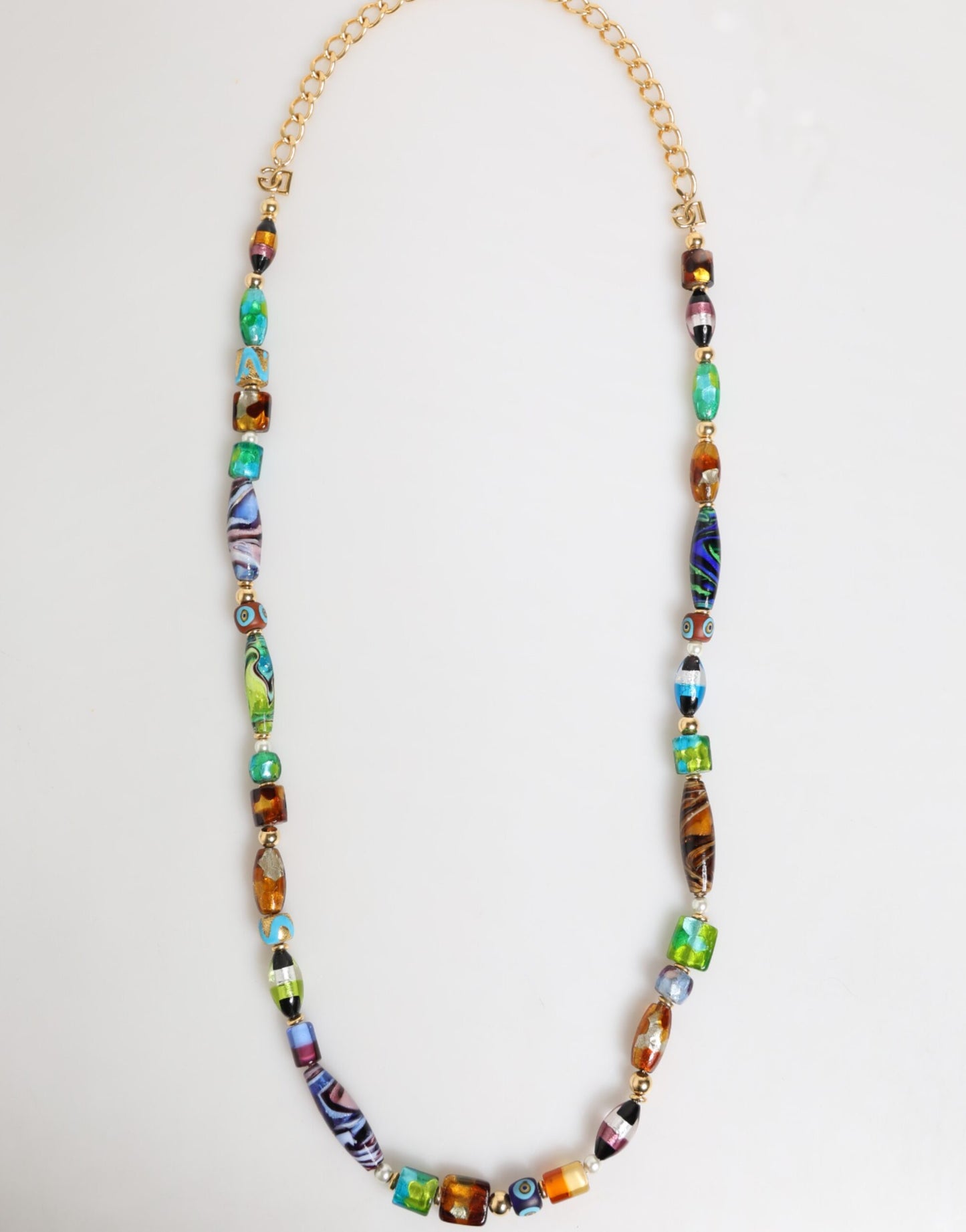 Multicolor Murano Glass Beads Brass Women Jewelry Necklace