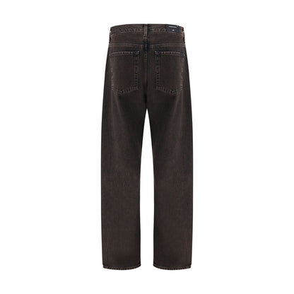 Black Cotton Straight-Leg Jeans