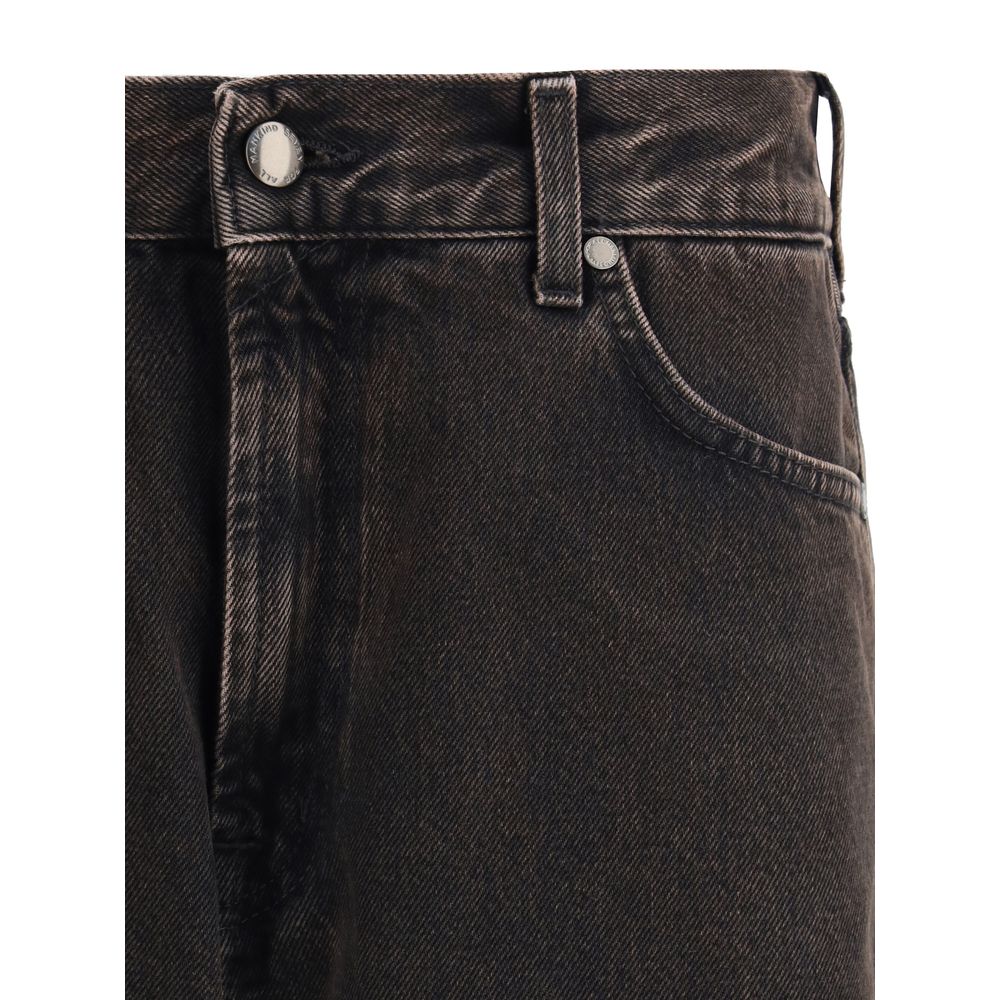 Black Cotton Straight-Leg Jeans