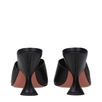 Black Leather Stiletto Heel Sandals