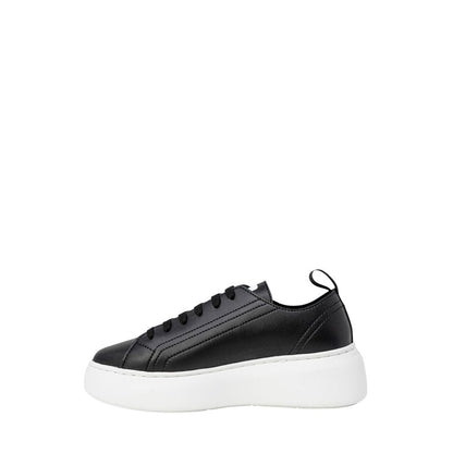 Black Artificial Leather Low Top Sneakers
