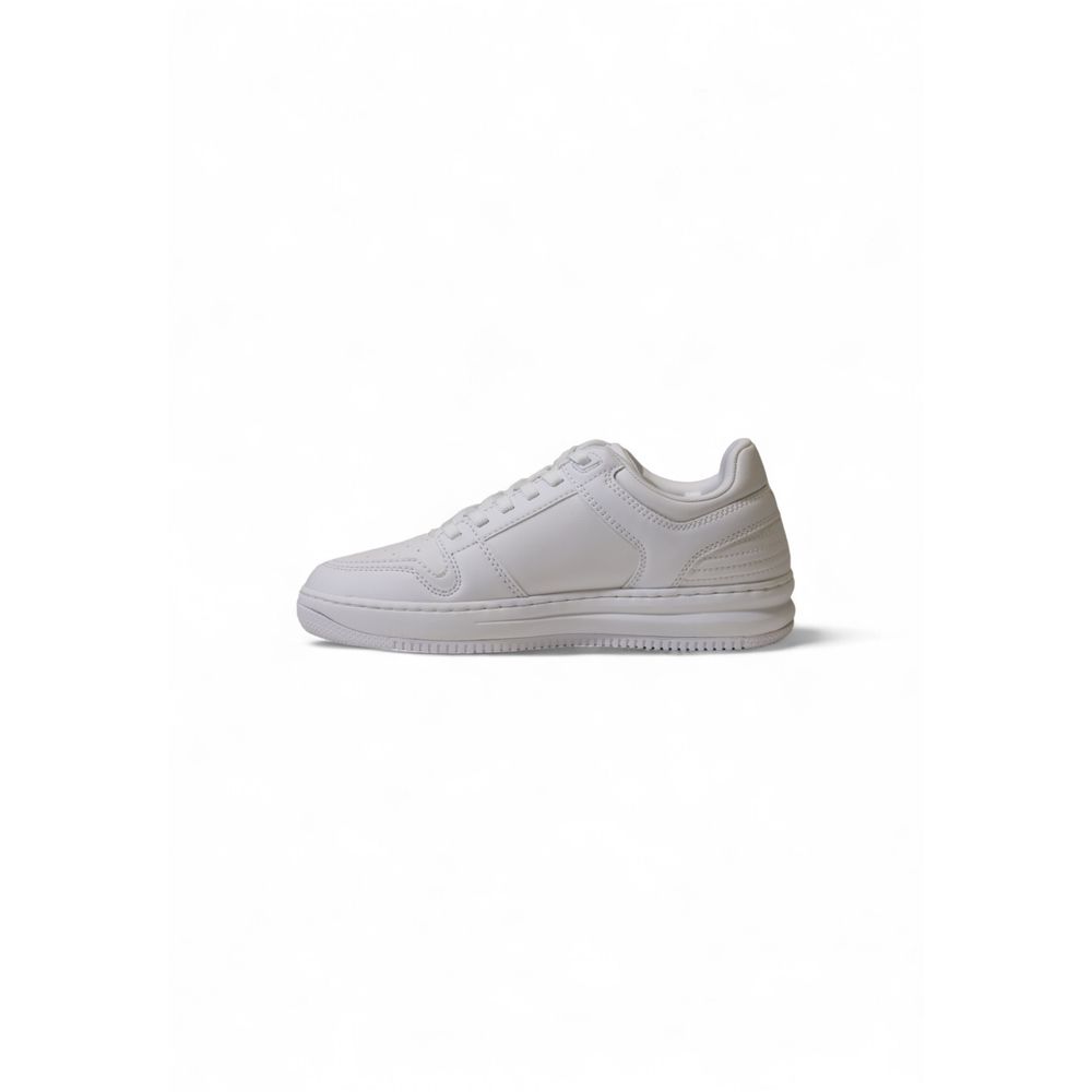 White Polyester Athletic Sneakers