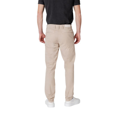 Beige Cotton Casual Pants