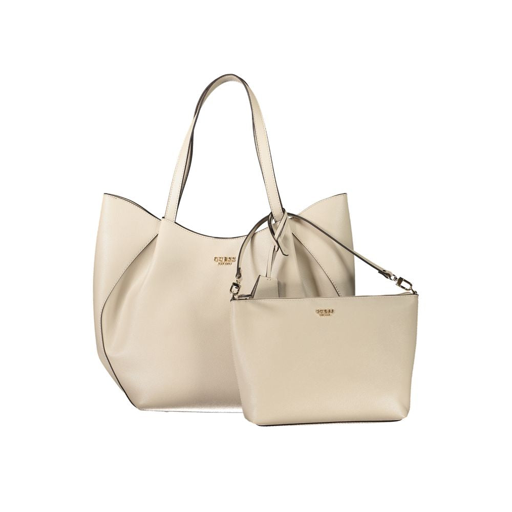 Beige Polyethylene Women Handbag