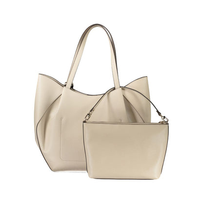 Beige Polyethylene Women Handbag