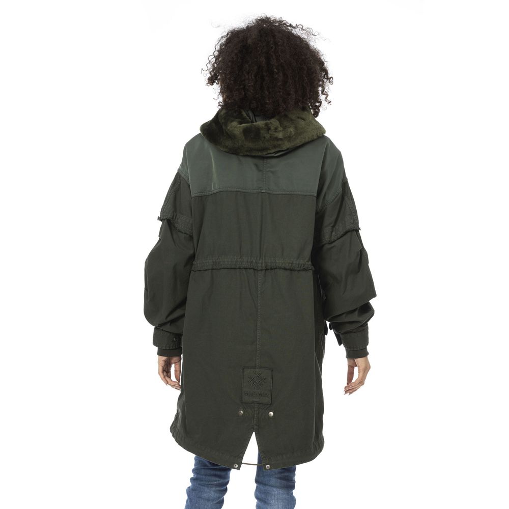 Green Cotton Women Parka