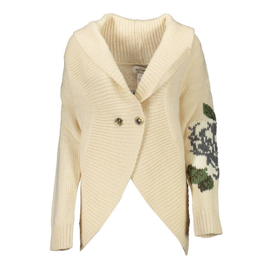 Beige Acrylic Women Cardigan