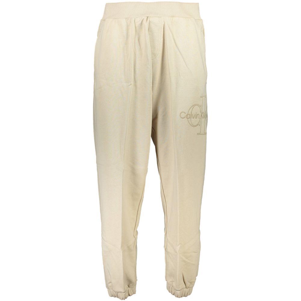 Beige Cotton Men's Track Pant