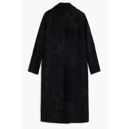 Black Polyester Women Coat