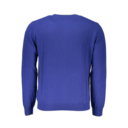 Blue Viscose Men Sweater