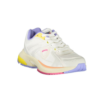 White Polyurethane Women Sneaker