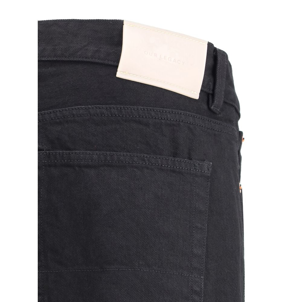 Black Cotton Straight-Leg Jeans