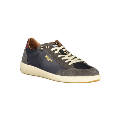 Blue Leather Men Sneaker