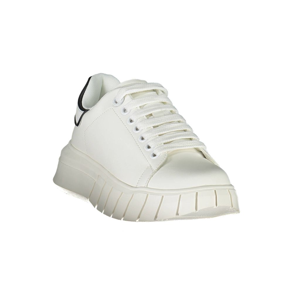 White Polyurethane Women Sneaker