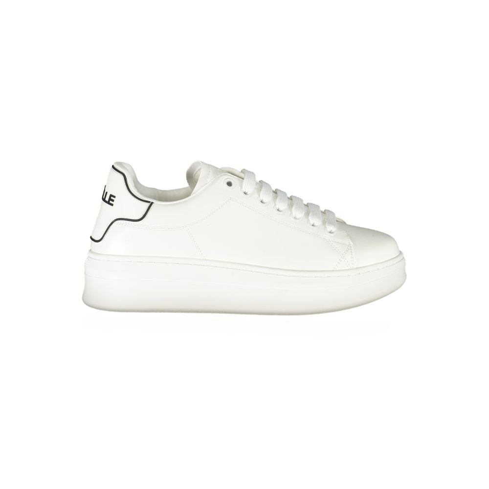 White Polyurethane Women Sneaker