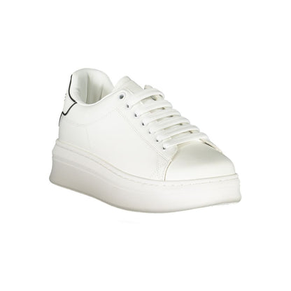 White Polyurethane Women Sneaker