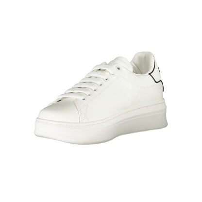 White Polyurethane Women Sneaker