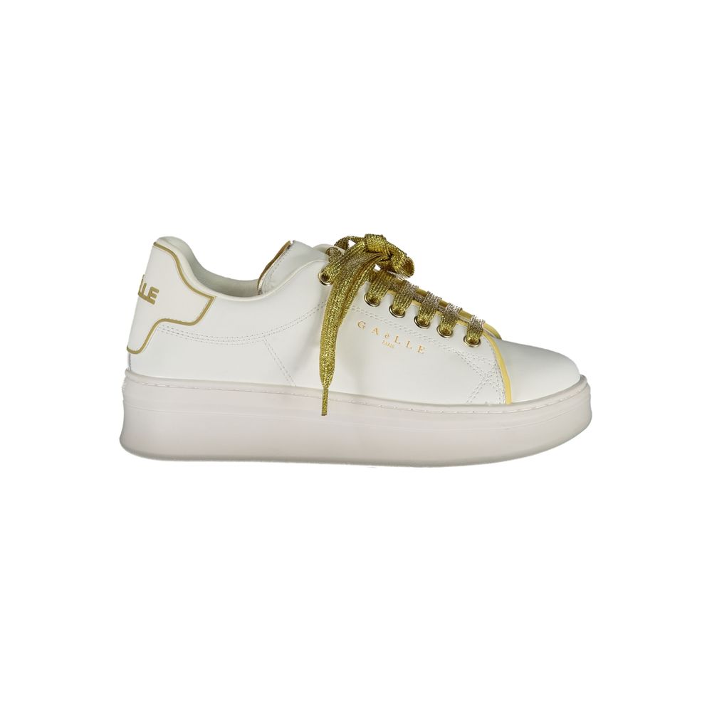 White Polyurethane Women Sneaker