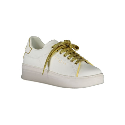 White Polyurethane Women Sneaker