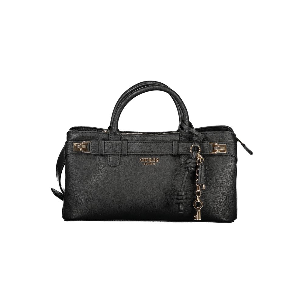 Black Polyurethane Women Handbag