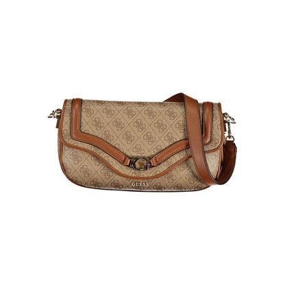 Beige Polyurethane Women Handbag