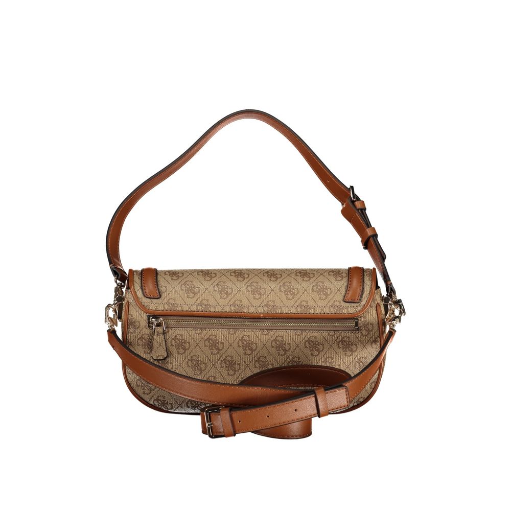 Beige Polyurethane Women Handbag