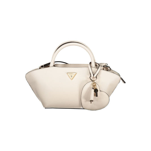 Beige Polyurethane Women Handbag