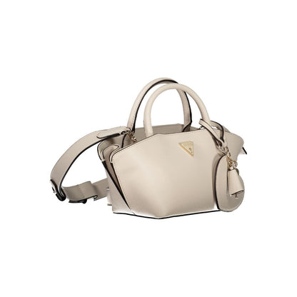 Beige Polyurethane Women Handbag