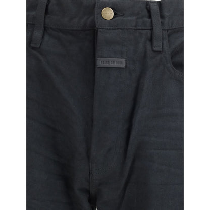 Black Cotton Straight-Leg Jeans