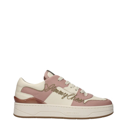 Pink Leather Low Top Sneakers