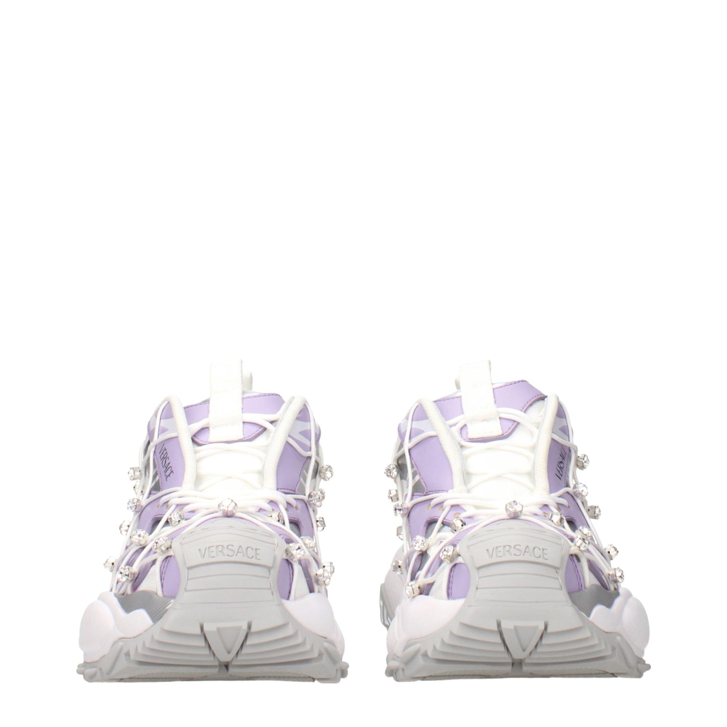 White Fabric Chunky Sneakers