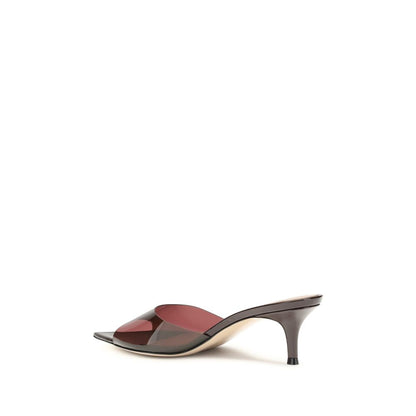 Bordeaux Polyurethane Stiletto Heel Sandals