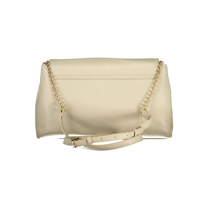 Beige Polyurethane Women Handbag