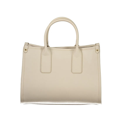 Beige Polyurethane Women Handbag