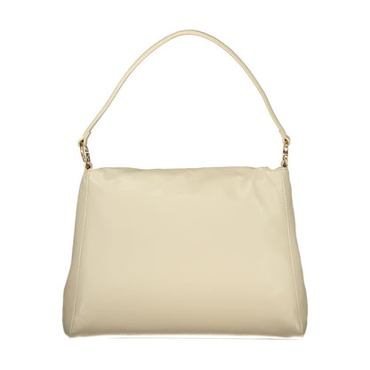 Beige Polyurethane Women Shoulder Bag