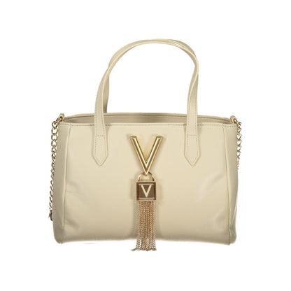 Beige Polyurethane Women Handbag