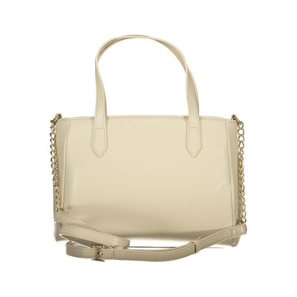 Beige Polyurethane Women Handbag