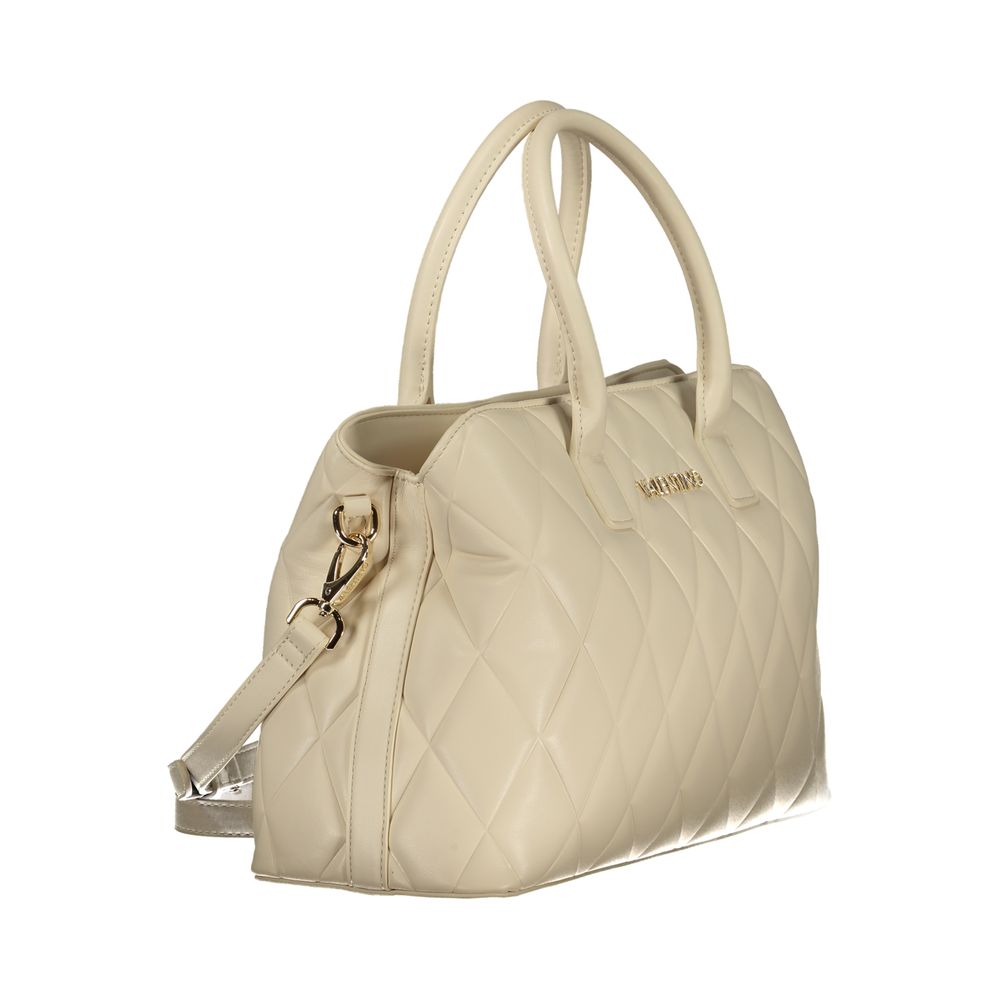 Beige Polyurethane Women Handbag