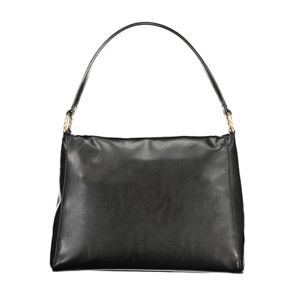 Black Polyurethane Women Shoulder Bag
