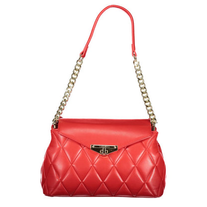 Red Polyurethane Women Shoulder Bag
