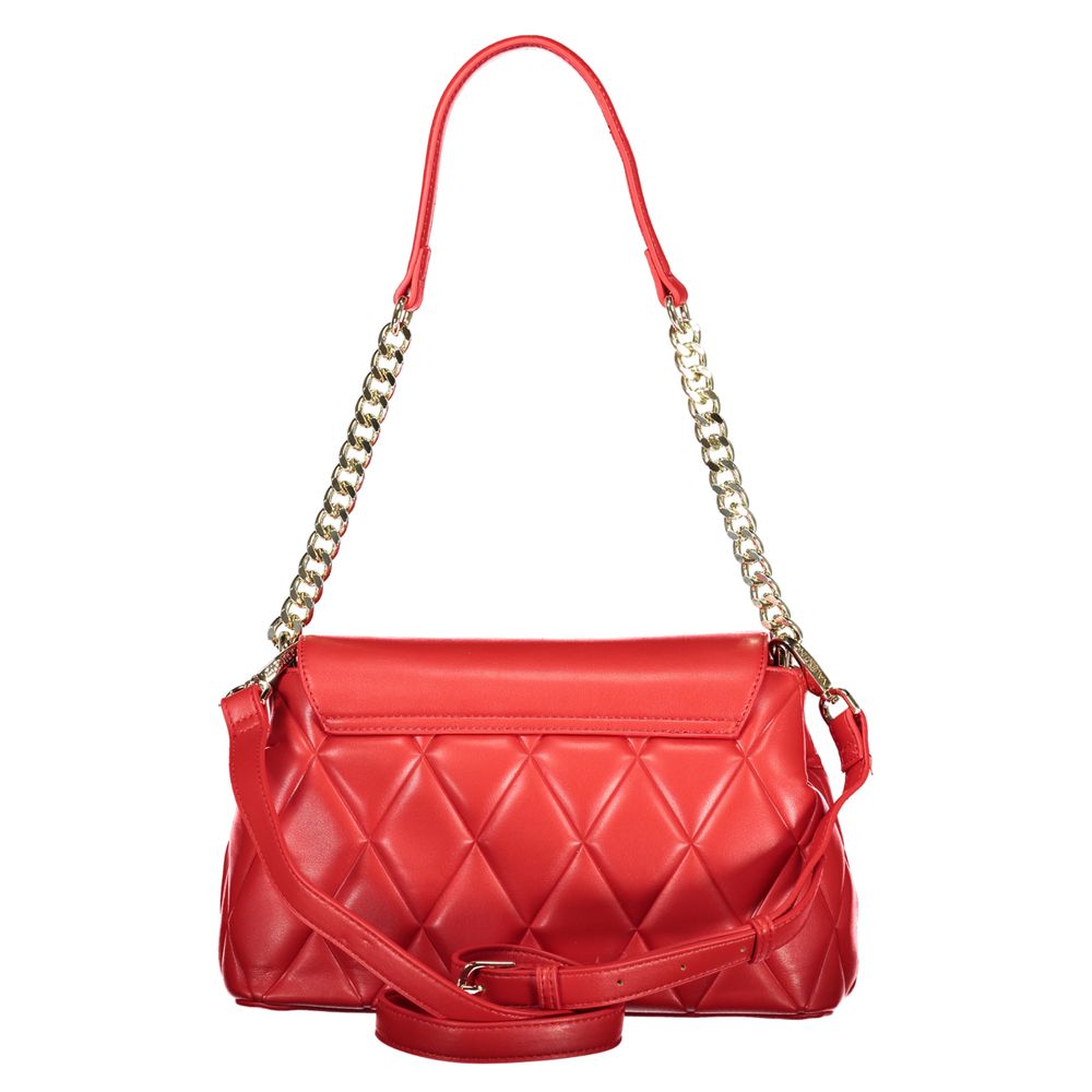 Red Polyurethane Women Shoulder Bag