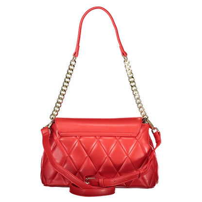 Red Polyurethane Women Shoulder Bag